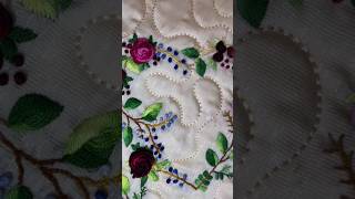 Bullion knot stitch Hand Embroidery embroiderybedsheet embroidery embroiderydesign bullionrose [upl. by Bondon]