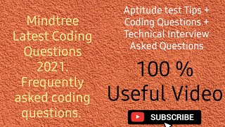 Mindtree Previous Year Asked Coding Questions  Frequently Asked Coding Questions in Mindtree Drive [upl. by Naahsar]