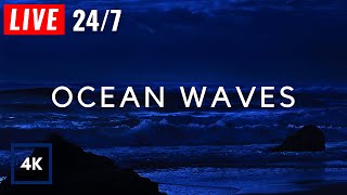 🔴 Ocean Waves for Deep Sleep  Waves Crashing on Beach at Night for Insomnia Wave Sounds to Relax [upl. by Seadon]