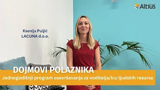 Dojmovi polaznika programa za voditeljaicu ljudskih resursa Ksenija Puljić LACUNA doo [upl. by Arenat20]