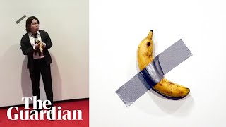 ‘Hungry’ South Korean student eats banana from 120000 artwork [upl. by Eiramlirpa332]