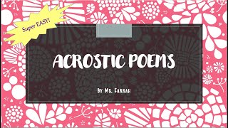 Acrostic Poems  How to write an Acrostic Poem  Poetry  Beginners  ESL [upl. by Coniah]