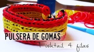 Pulsera de gomas Cuádruple Fishtail España con 2 TENEDORES [upl. by Olecram]