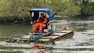 Truxor Amphibious Pond Clearance Vehicle  Kings Pond Alton Algae  Blanket Weed Removal [upl. by Cornelia]