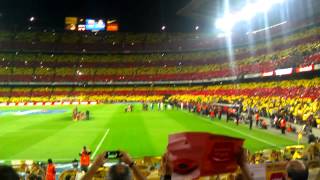 The Catalan mosaic on Camp Nou during quotEl Clásicoquot and anthem [upl. by Oicangi234]