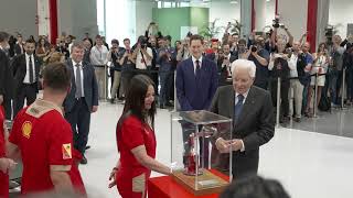 Italian President Sergio Mattarella visits Ferraris ebuilding [upl. by Boorman593]