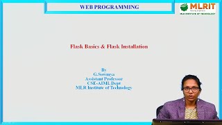 LEC49Web Programming Flask Basics amp Flask Installations by Mrs G Sowmya [upl. by Haerb]