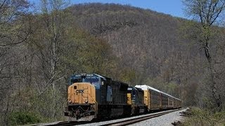 CSX EMDs roar up grade eb on the BampO at Victoria PA mp 251mp 250 4072012 [upl. by Nibas]