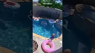 Quickthinking father rescues son from drowning in swimming pool [upl. by Ender]