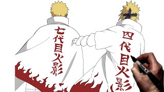 How To Draw Naruto amp Minato Hokage  Step By Step  Naruto [upl. by Nairrod]