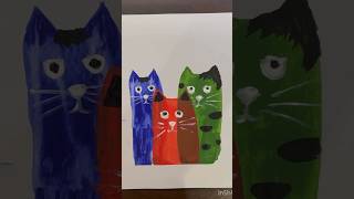 Squeegee technique  easy cats painting drawing cat art shorts [upl. by Ahserak840]