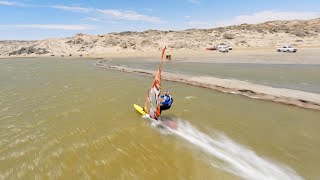 High speed windsurfing with a FPV Drone in Namibia w Björn Dunkerbeck [upl. by Hymen]