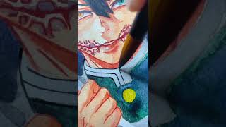 IGURO OBANAI  DEMON SLAYER drawing animeart myart watercolor kny kimetsunoyaiba shorts [upl. by Anyahs]