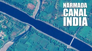 Narmada Canal aerial Journey Narmada River India नर्मदा नदी virtual tour [upl. by Nosmoht]