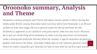 Oroonoko summary critical analysis and theme in English [upl. by Airb979]