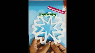 Easy snowflake ❄️paper snowflake design snowflakes shorts craft diy [upl. by Shuping532]