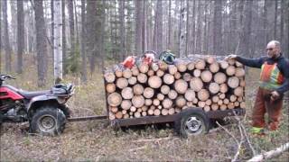 ATV Hauling Logs With Our Homade Trailer [upl. by Tezile247]