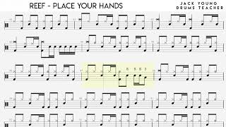 Place your hands  Reef  Drums Notation 🎵 [upl. by Ahsino]