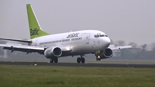 Air Baltic  Boeing 737500  Landing  Takeoff at AMS YLBBE  BBQ [upl. by Yeltrab]