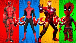 SUPERHERO COLOR DANCE CHALLENGE Deadpool vs Spiderman vs Iron Man vs Groot [upl. by Abigail]