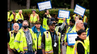 LIVE Boeing Union Workers Picket After Vote to Strike [upl. by Etnod]