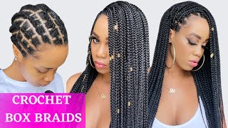 🔥EASY CROCHET BOX BRAIDS 🚫 NO RUBBER BANDS  Beginner Friendly  Protective Style  Tupo1 [upl. by Eiryk148]