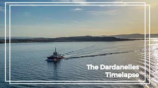 Sailing through the Dardanelles Strait Çanakkale Boğazı aboard a Cruise Ship  4k Timelapse [upl. by Silbahc]