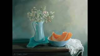 Digital Painting With Procreate Still Life 3 Blue Vase With Cantaloupe [upl. by Akina]