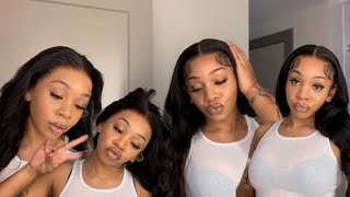 hair vlog install a body wave wig under 10 mins perfect pre curled everyday wig ft wiggins hair [upl. by Keisling]