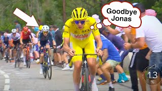 Tadej Pogacar STOMPS Jonas Vingegaard on Pla dAdet  Tour de France 2024 Stage 14 [upl. by Asiole731]