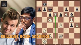 Brilliant Rook sacrifice  Magnus Carlsen vs Praggnanandhaa  Tata Steel Chess Blitz 2024 [upl. by Landmeier]