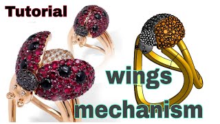 Wings opening and closing ring mechanism tutorial video Mechanism jewelry explanation video [upl. by Oregolac]