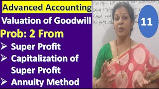 11 Valuation of Goodwill  Prob From Super Profit Capitalization of Super Profit amp Annuity Method [upl. by Clarinda]