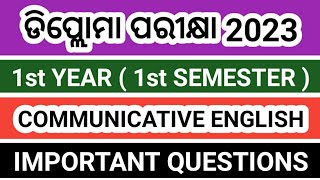 Diploma Communicative English Important Questions 2023 । Diploma 1st Year 1st Semester Exam 2023 । [upl. by Pius]