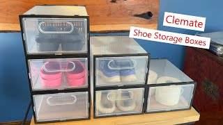 Clemate Shoe Storage Boxes 15 pack magnetic closure shoes shoestorage shoebox [upl. by Jobi898]