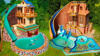 Amazing Build Top 2 Villa House Water Slide amp Swimming Pool For Entertainment Place In The Forest [upl. by Gerrie]