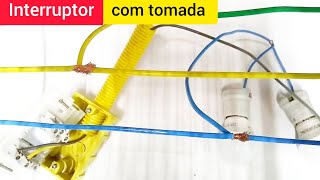 Como ligar interruptor simples pra aciona duas lâmpadas mais tomada [upl. by Halil]