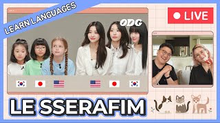 Trilingual Kpop fan couple teaches Korean Japanese English with ODG feat LE SSERAFIM LIVE [upl. by Amitak]