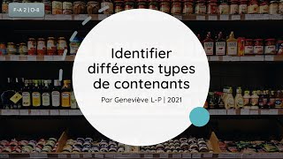 Les contenants en alimentation FA 2  O8 [upl. by Radley]