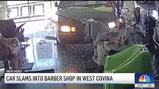 Car crashes into West Covina barber shop [upl. by Ash]