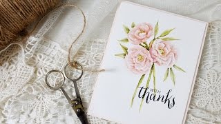 Watercolor Stamping Pretty Peonies [upl. by Brana]