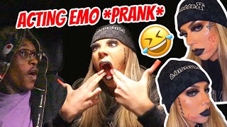 ACTING EMO PRANK ON CAM 🤣💀 [upl. by Ymij]