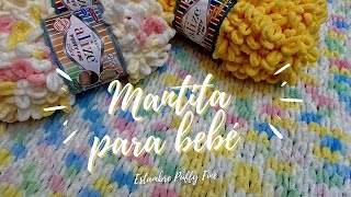 Como hacer una manta o cobija con estambre puffy fine con las manos [upl. by Sinegold]