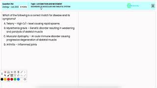 Key Disorders of the Muscular and Skeletal System  NEET Zoology Q154  July 2022 Overview [upl. by Edmunda]