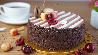 컵 계량  블랙 포레스트  체리 초코 케이크  Black Forest Cake Recipe Forêt Noire  Cherry Chocolate Cake  포레누아 [upl. by Filberte]