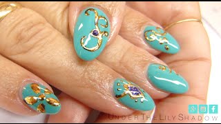 Gel polish at home like a pro  Foils  Gemstones  UnderTheLilyShadow [upl. by Edge]