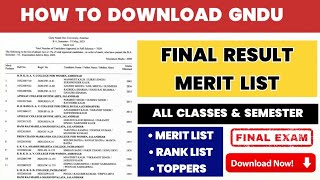 How to Download GNDU Result Merit List  😱 Gndu University Merit List  Rank List  Toppers 2024 [upl. by Ardnuhsal]