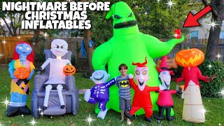 Our New NIGHTMARE Before Christmas Halloween Inflatable Blow Ups Collection Display 2021 Blacklight [upl. by Penoyer]