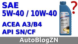 Šta znače oznake SAE 5W30 10W40 API SNCF ACEA A3B4 [upl. by Homere]