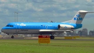 Takeoff in 28 sec KLM PHKZK Fokker 70 cityhopper  AMS Schiphol [upl. by Bennink417]